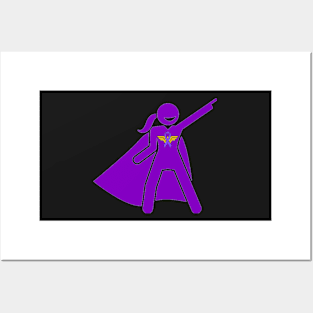 WW Awareness Ribbon Woman Superhero Silhouette Posters and Art